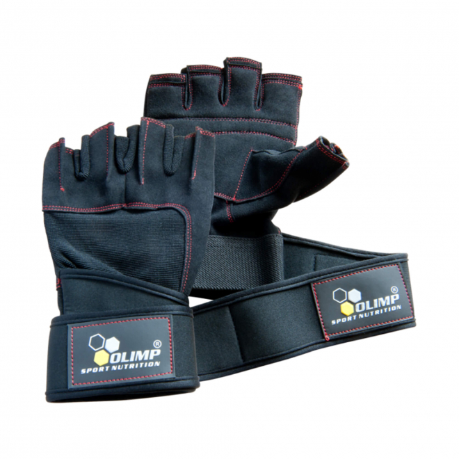 Olimp Training Gloves Raptor Black with Red Stitches