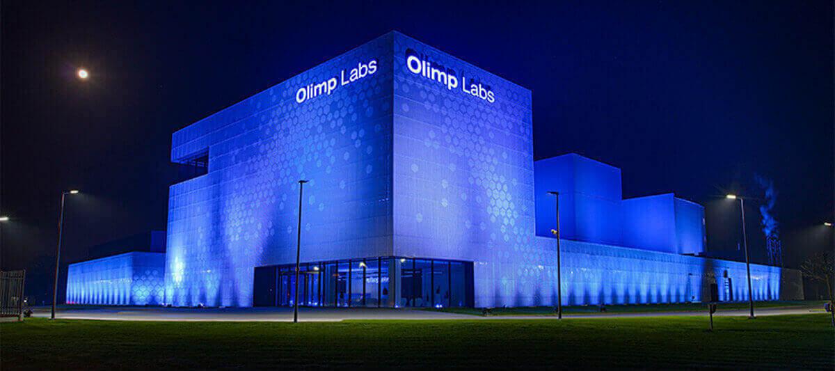 Olimp Laboratories at night